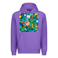 Purple school boy coffe cup with camouflage seamless pattern bbs Premium Hoodie - BundleAndBundleShop