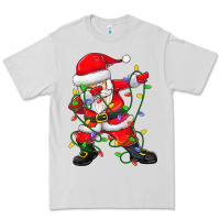 Dove Grey Dabbing Santa Christmas Tree Lights Premium Tee - tuanDangUi
