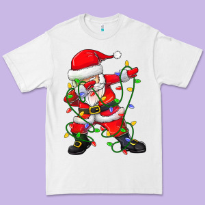 Dabbing Santa Christmas Tree Lights Premium Tee Designed By Tuandangui