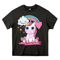 Asphalt cute unicorn and rainbow Heavy Core Tee - NancyCooperArtShop