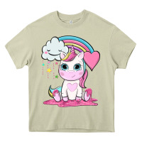 Mossy cute unicorn and rainbow Heavy Core Tee - NancyCooperArtShop