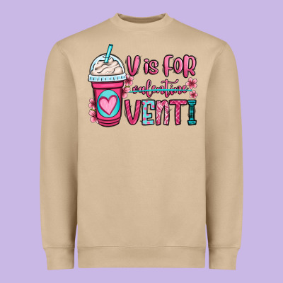 V Is For Valentine Venti Coffee Cup Heavyweight Sweatshirt Designed By Oliviacreatesart