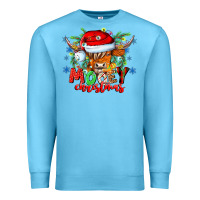 Ocean Blue Mooey Christmas Premium Sweatshirt - CowhideDigitalArt