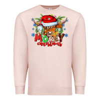 Pale Pink Mooey Christmas Premium Sweatshirt - CowhideDigitalArt