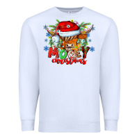 White Mooey Christmas Premium Sweatshirt - CowhideDigitalArt