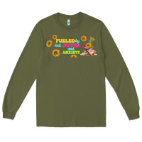 Army Green fueled by ıced coffee and anxiety Long Sleeve Tee - TumblerDesignByShophia