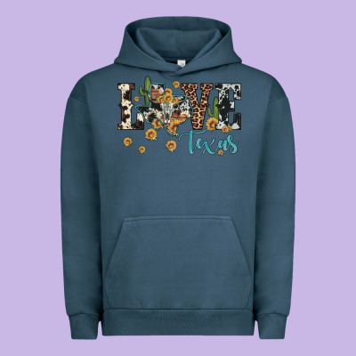 Love Texas Map Sunflower Cactus Cowhide Leopard Urban Hoodie Designed By Artiststas