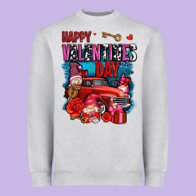 Happy Valentines Day With Gnomes And Truck Olivia Heavyweight Sweatshirt Designed By Oliviacreatesart