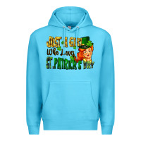 Ocean Blue Just a girl who loves St. Patrick's Day Premium Hoodie - FaDigitalArtStudio