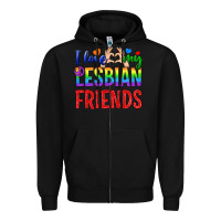 Black I Love My Lesbian Friends Zipper Hoodie - BundleAndBundleShop