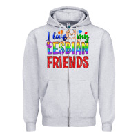 Heather Grey I Love My Lesbian Friends Zipper Hoodie - BundleAndBundleShop