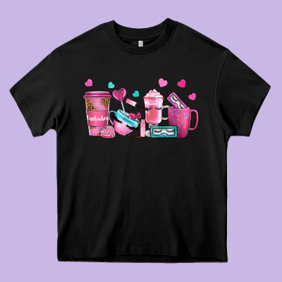 Lash Hustler With Eyelashes Coffee Cups Heavy Core Tee Designed By Nancycooperartshop