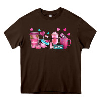 Chocolate Brown lash hustler with eyelashes coffee cups Heavy Core Tee - NancyCooperArtShop