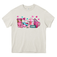 Cream lash hustler with eyelashes coffee cups Heavy Core Tee - NancyCooperArtShop