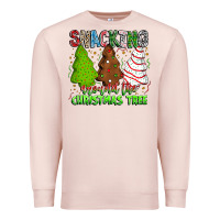 Pale Pink Snacking Around The Christmas Tree Premium Sweatshirt - CowhideDigitalArt