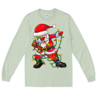 Matcha Dabbing Santa Christmas Tree Lights Long Sleeve Tee - tuanDangUi