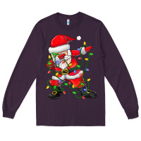 Plum Dabbing Santa Christmas Tree Lights Long Sleeve Tee - tuanDangUi