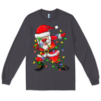 Smoke Dabbing Santa Christmas Tree Lights Long Sleeve Tee - tuanDangUi