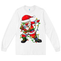 White Dabbing Santa Christmas Tree Lights Long Sleeve Tee - tuanDangUi