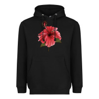 Black Puerto Rican Hibiscus Flower Illustrations Heavyweight Hoodie - LillyAllenDesigns