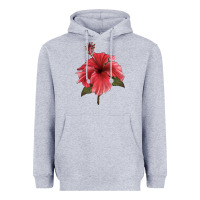 Heather Grey Puerto Rican Hibiscus Flower Illustrations Heavyweight Hoodie - LillyAllenDesigns