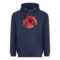 Navy Puerto Rican Hibiscus Flower Illustrations Heavyweight Hoodie - LillyAllenDesigns