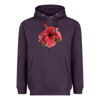 Plum Puerto Rican Hibiscus Flower Illustrations Heavyweight Hoodie - LillyAllenDesigns