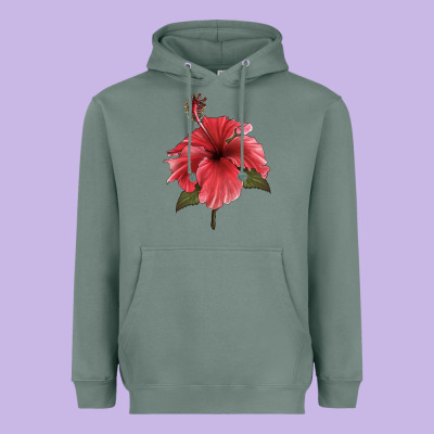 Puerto Rican Hibiscus Flower Illustrations Heavyweight Hoodie Designed By Lillyallendesigns