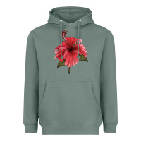 Sage Puerto Rican Hibiscus Flower Illustrations Heavyweight Hoodie - LillyAllenDesigns
