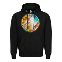 Black baseball with sunflower round earrings Zipper Hoodie - BundleAndBundleShop
