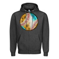 Charcoal Heather baseball with sunflower round earrings Zipper Hoodie - BundleAndBundleShop