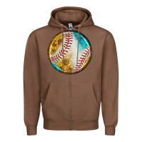 Chestnut baseball with sunflower round earrings Zipper Hoodie - BundleAndBundleShop