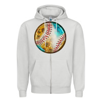 Dove Grey baseball with sunflower round earrings Zipper Hoodie - BundleAndBundleShop
