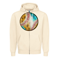 Sandshell baseball with sunflower round earrings Zipper Hoodie - BundleAndBundleShop