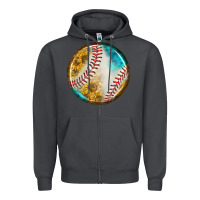 Smoke baseball with sunflower round earrings Zipper Hoodie - BundleAndBundleShop