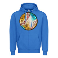 True Royal baseball with sunflower round earrings Zipper Hoodie - BundleAndBundleShop