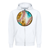 White baseball with sunflower round earrings Zipper Hoodie - BundleAndBundleShop
