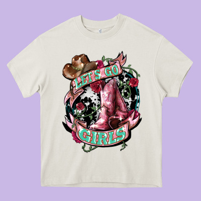 Lets Go Girls Cowboy Boots Cowgirl Heavy Core Tee Designed By Nancycooperartshop