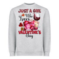 Heather Grey just a girl who loves valentine's day Heavyweight Sweatshirt - OliviaCreatesArt