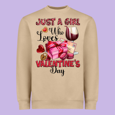 Just A Girl Who Loves Valentine's Day Heavyweight Sweatshirt Designed By Oliviacreatesart