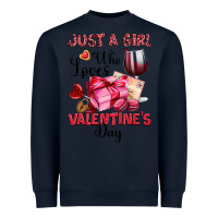 Navy just a girl who loves valentine's day Heavyweight Sweatshirt - OliviaCreatesArt