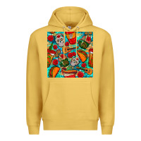 Antique Gold hispanic heritage month coffee cups and taco with glitter and leopard  Premium Hoodie - BundleAndBundleShop