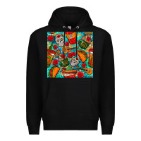 Black hispanic heritage month coffee cups and taco with glitter and leopard  Premium Hoodie - BundleAndBundleShop