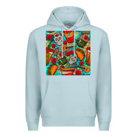 Blue Mist hispanic heritage month coffee cups and taco with glitter and leopard  Premium Hoodie - BundleAndBundleShop