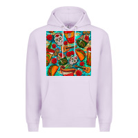 Lilac hispanic heritage month coffee cups and taco with glitter and leopard  Premium Hoodie - BundleAndBundleShop