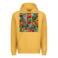 Mustard hispanic heritage month coffee cups and taco with glitter and leopard  Premium Hoodie - BundleAndBundleShop