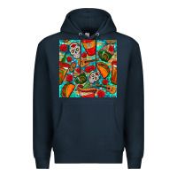 Navy hispanic heritage month coffee cups and taco with glitter and leopard  Premium Hoodie - BundleAndBundleShop