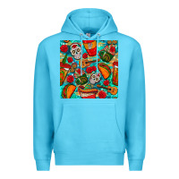 Ocean Blue hispanic heritage month coffee cups and taco with glitter and leopard  Premium Hoodie - BundleAndBundleShop
