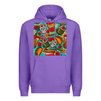 Purple hispanic heritage month coffee cups and taco with glitter and leopard  Premium Hoodie - BundleAndBundleShop