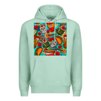 Seafoam hispanic heritage month coffee cups and taco with glitter and leopard  Premium Hoodie - BundleAndBundleShop